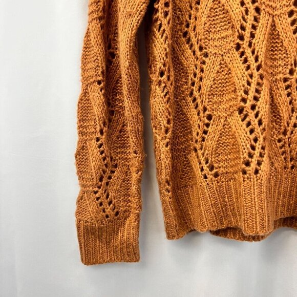 Lumiere Open Knit Long Sleeve Pullover Sweater Womens Size Small Spice - Picture 5 of 9